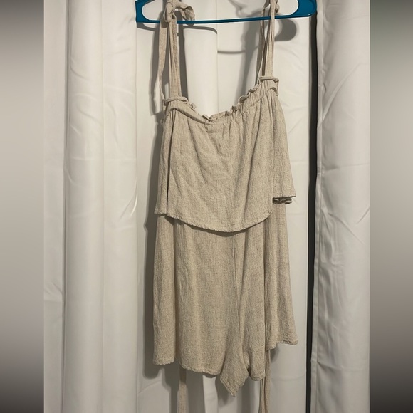 Tan Linen Romper - Picture 1 of 1